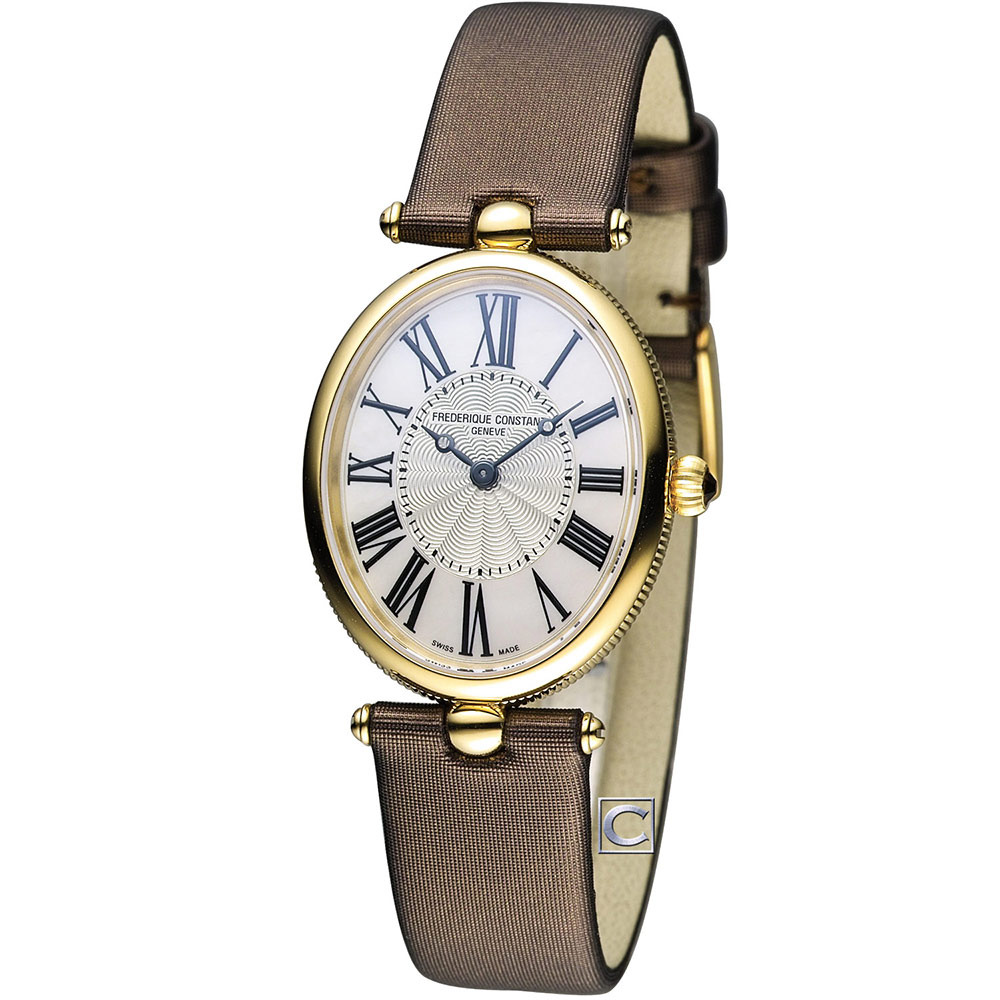 CONSTANT 康斯登百年經典系列典雅女錶-白x咖啡色錶帶/25x30mm