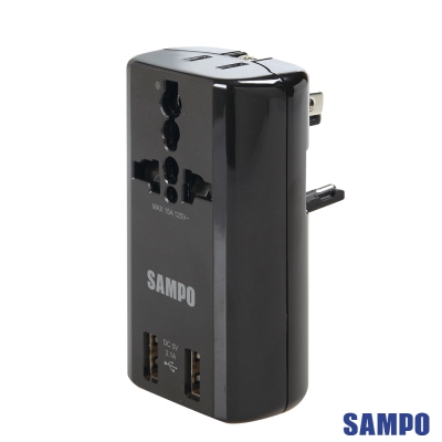SAMPO 聲寶雙USB 2.1A萬國充電器轉接頭-EP-U141AU2
