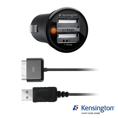 Kensington 33497雙 Port 車用電源 USB 供應器 & 原廠認證傳輸線