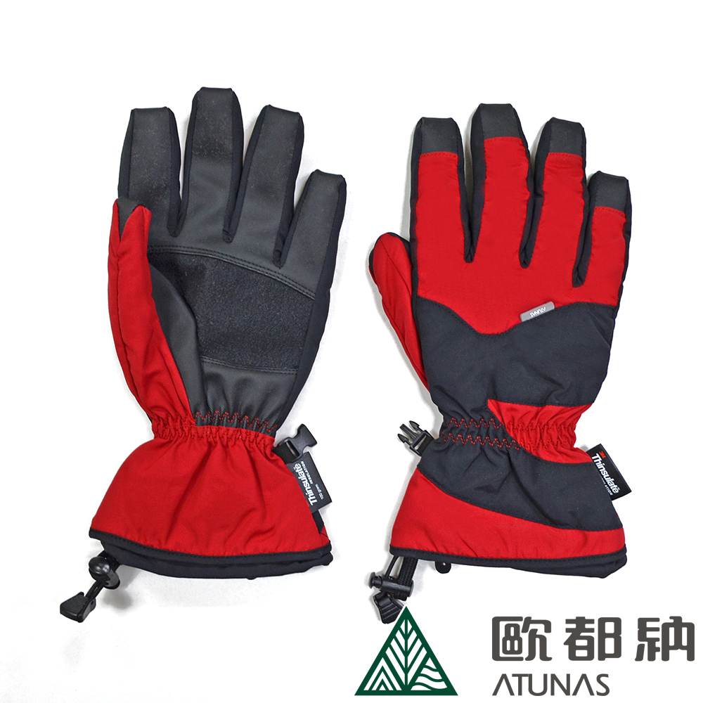 【ATUNAS 歐都納】防水蓄溫保暖透氣輕量手套A-A1415紅黑