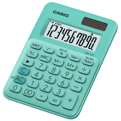 CASIO 10位元甜美馬卡龍迷你型計算機(MS-7UC-GN)-薄荷綠