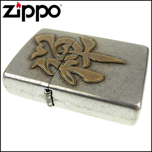 ZIPPO 日系~禪-金屬貼飾打火機(仿舊鍍鉻銀款)