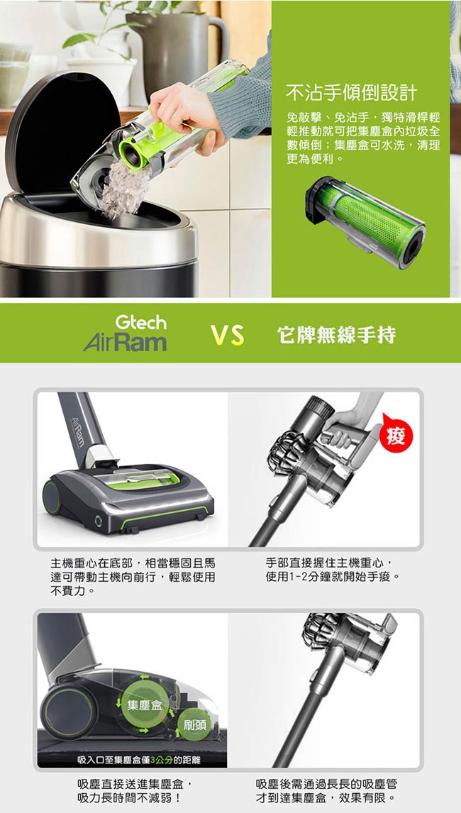 英國 Gtech AirRam 第二代長效無線吸力不衰弱吸塵器