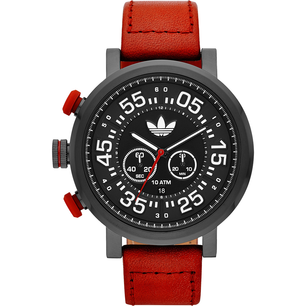 adidas 城市飆速時尚計時腕錶-黑x紅/50mm