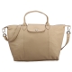 Longchamp Le Pliage Cuir小羊皮短把折疊中型水餃包-米灰色 product thumbnail 1