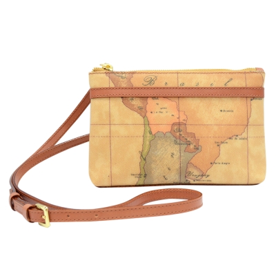 Alviero Martini 義大利地圖包 拉鍊隨身小側背包(小)-地圖黃