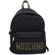 Moschino 品牌字母LOGO 鉚釘圖騰尼龍菱格紋後背包(黑) product thumbnail 1