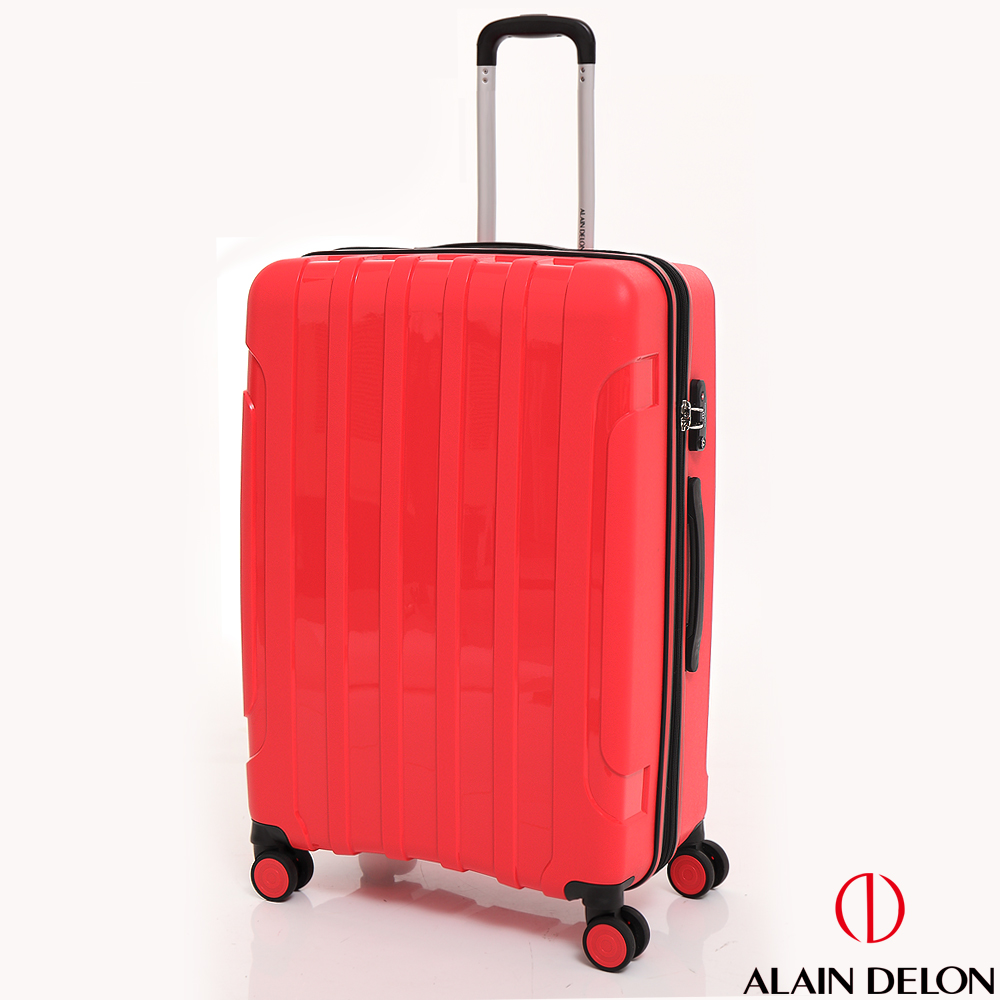 法國 ALAIN DELON 亞蘭德倫 24吋 亮彩旗艦系列行李箱旅行箱(紅)
