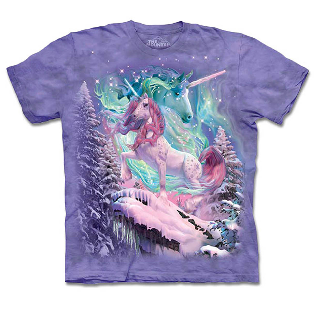 摩達客-美國The Mountain 極光獨角獸 兒童版純棉環保短袖T恤