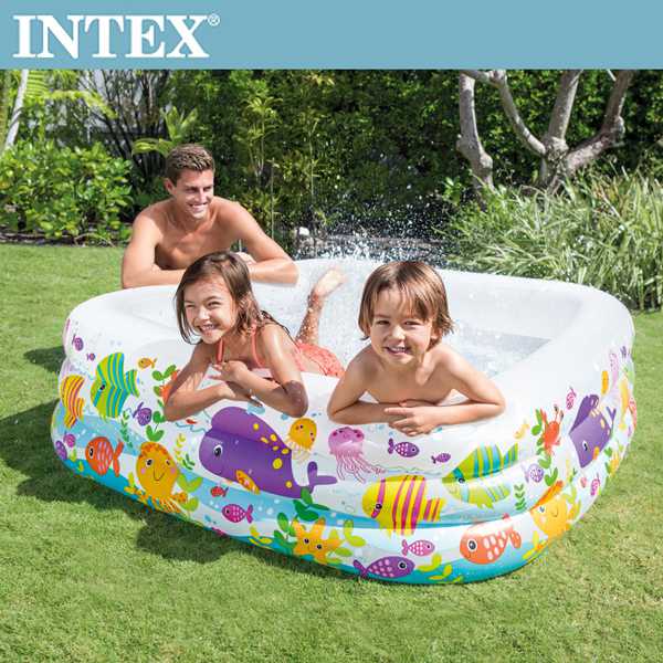 INTEX 海底動物方型戲水泳池159x159x50cm(340L)3歲+(57471N)