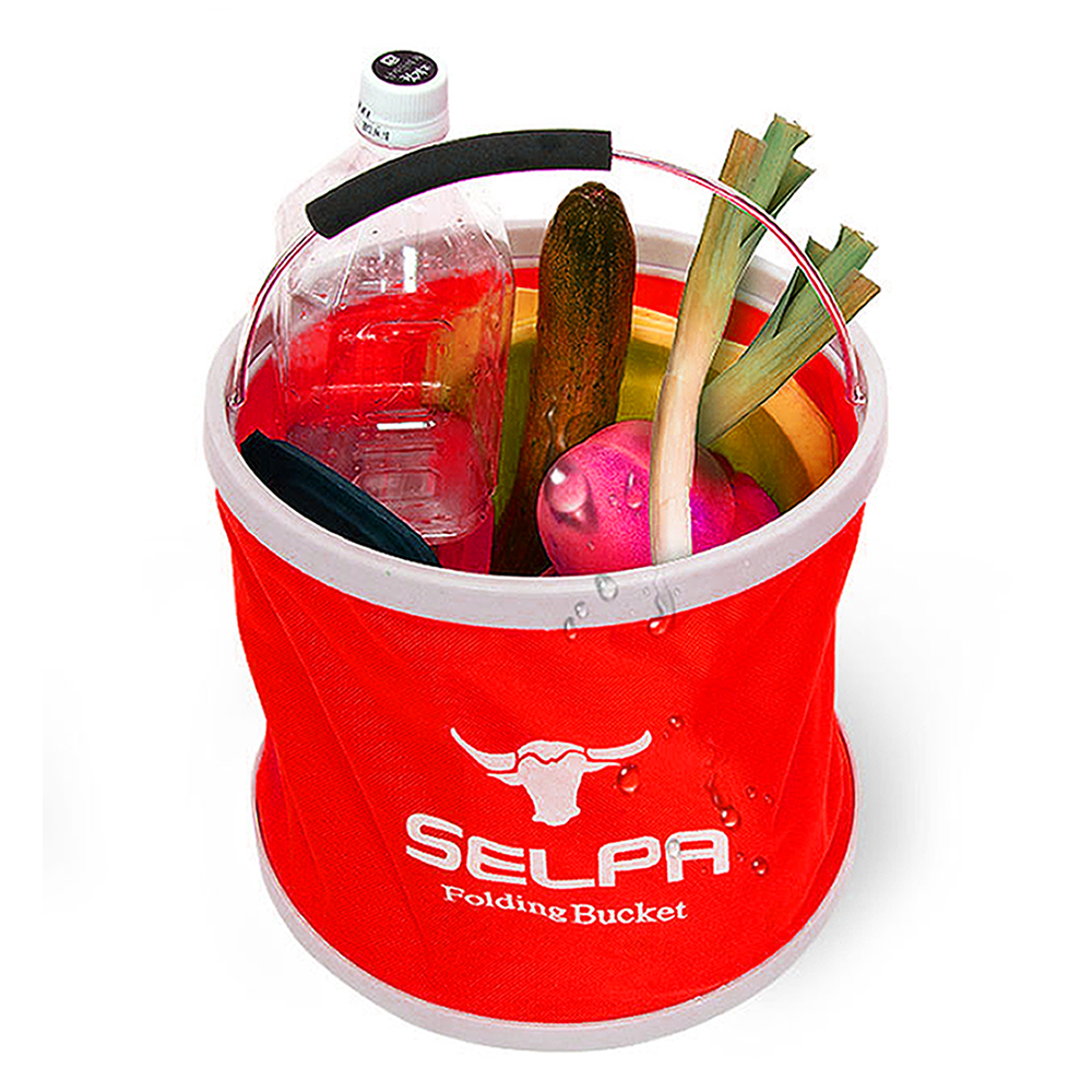韓國SELPA 收納大容量可摺疊多用途水桶 裝水 釣魚露營 洗車 紅色
