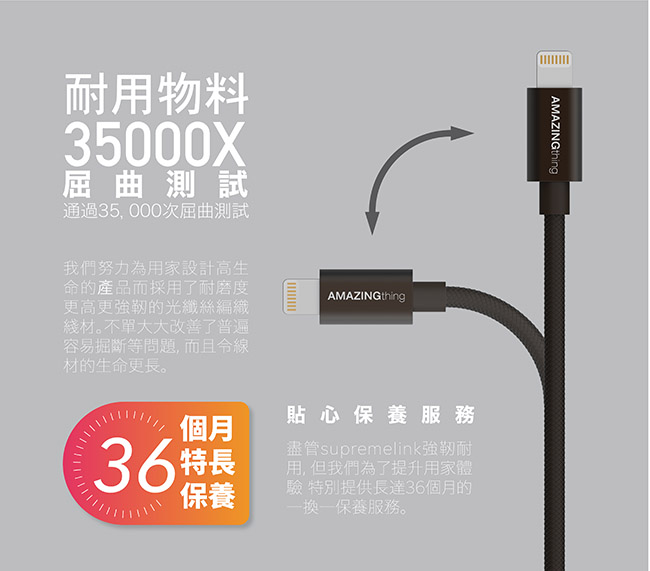 AmazingThing Apple Lightning 原廠認証充電線(18cm)