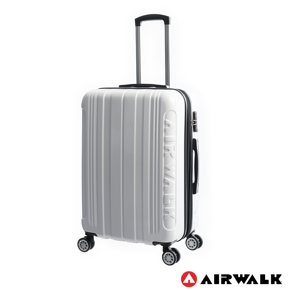 AIRWALK LUGGAGE - 品牌系列  碳纖直紋24吋拉鍊行李箱 - 極簡白