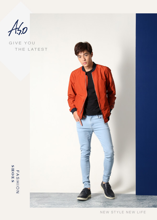 A.S.O 奈米健康氣墊 臘感牛皮魔鬼氈素面健走休閒鞋 深藍色