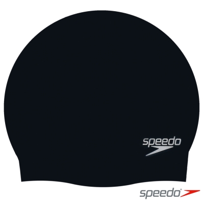 SPEEDO 成人矽膠泳帽 PLAIN MOULDED 黑