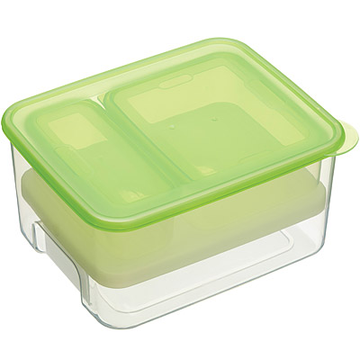 KitchenCraft 三格式雙層保冷盒(綠方)