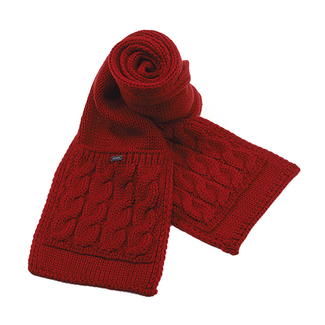 【ATUNAS 歐都納】附口袋可愛保暖針織圍巾 A-A1403 暗紅