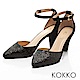 KOKKO -仙履童話尖頭踝帶真皮高跟鞋-晶亮黑 product thumbnail 1