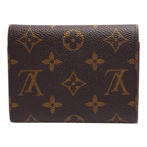 LV M41938 Victorine系列經典Monogram原花三折暗釦短夾(紫紅)