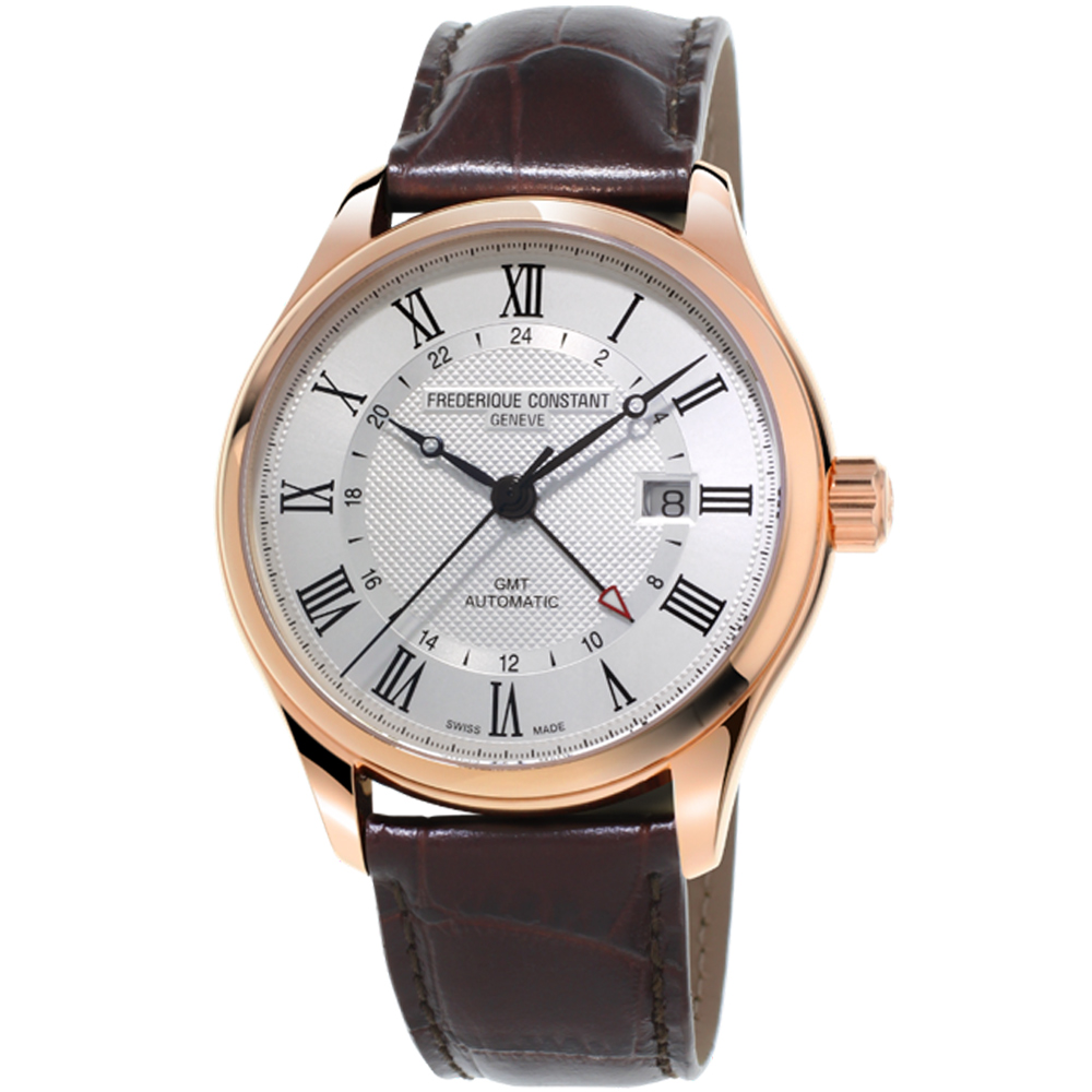 康斯登CLASSICS AUTOMATIC GMT腕錶-42mm/白x咖啡