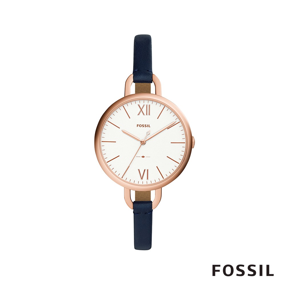 FOSSIL ANNETTE 甜美女伶 海水藍真皮女錶