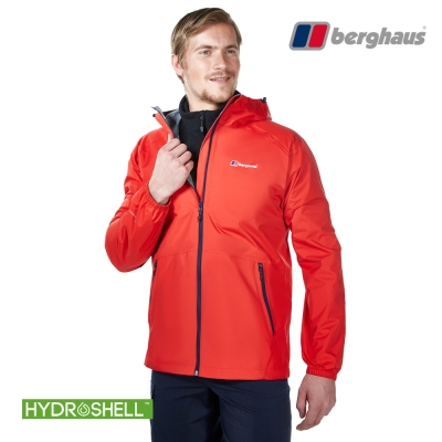 【Berghaus貝豪斯】男款HS輕量防水透氣連帽外套H22MV1火山紅