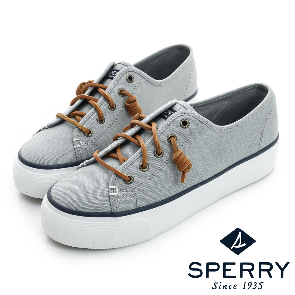 SPERRY 休閒素面熱銷厚底帆布鞋(女)-沉穩灰