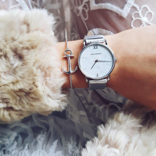 PAUL HEWITT Ocean Line船錨風尚時尚手錶-白X銀/33mm