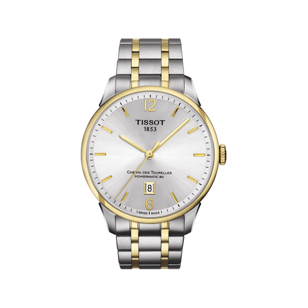 TISSOT 天梭 官方授權 杜魯爾系列機械動力80腕錶-銀x雙色版/42mm T0994072203700