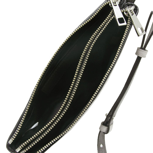 MARC JACOBS 燙銀抓皺雙拉鍊雙色牛皮斜背包-灰色