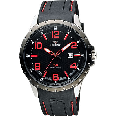 ORIENT 東方錶 SP 系列 冒險家運動石英錶-黑x紅時標/44mm