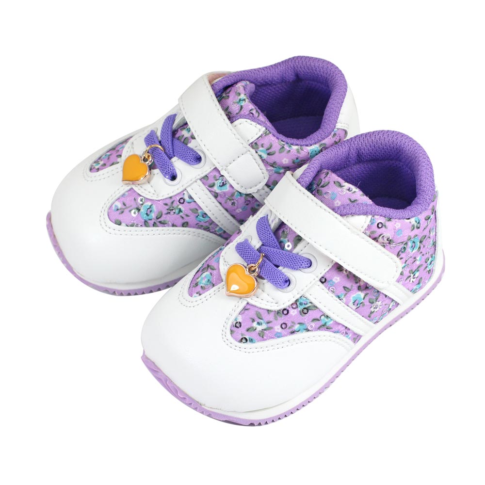 Swan天鵝童鞋-花布愛心吊飾輕量機能鞋 1536-紫