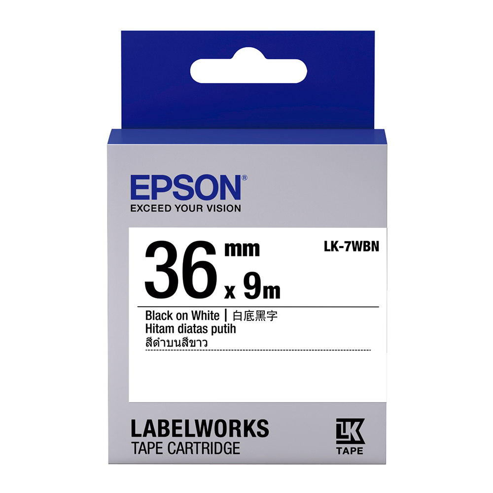 EPSON C53S657401 LK-7WBN一般系列白底黑字標籤帶(寬度36mm)