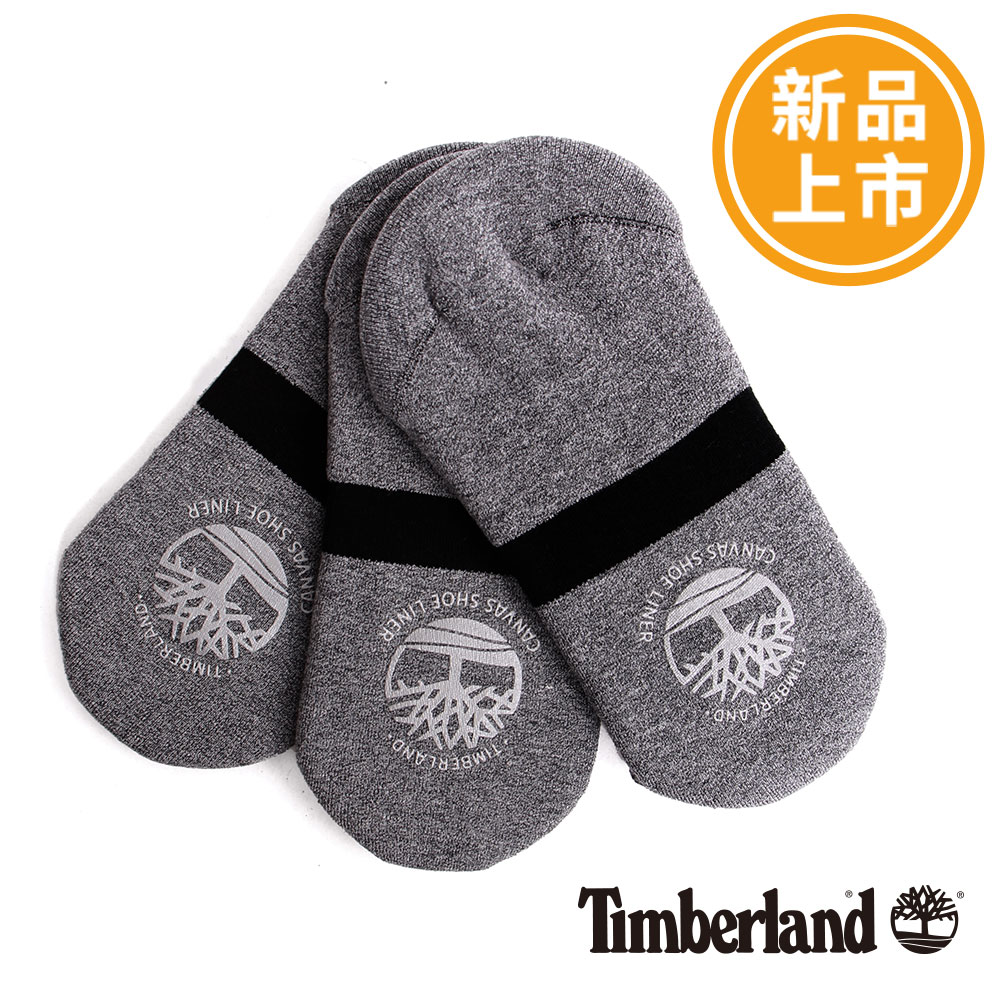 Timberland 男款灰色素面百搭帆船襪(三入組)