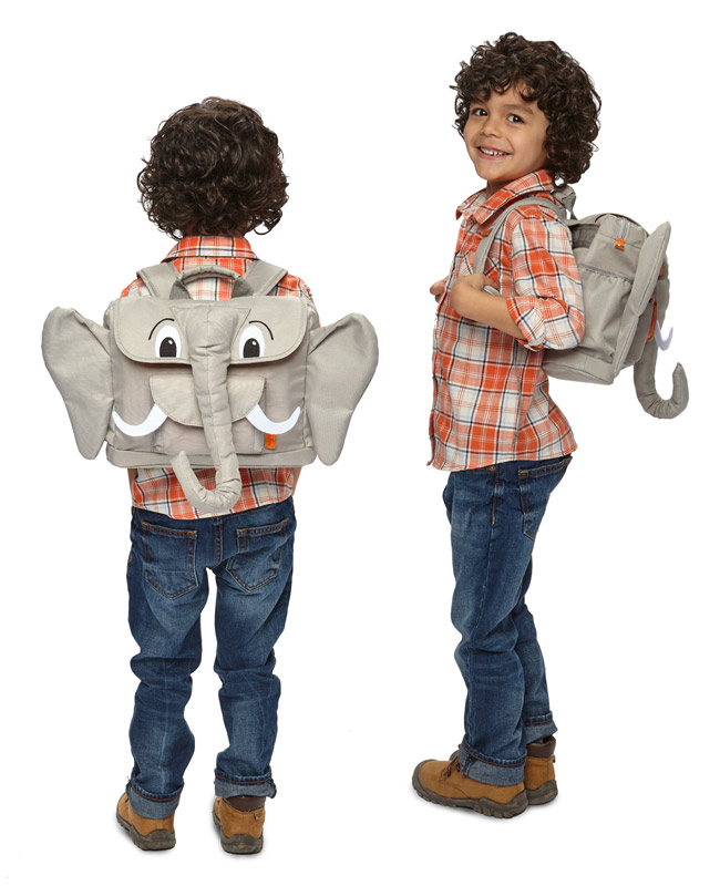 美國Bixbee - 3D動物童趣系列溫柔粉灰象小童背包