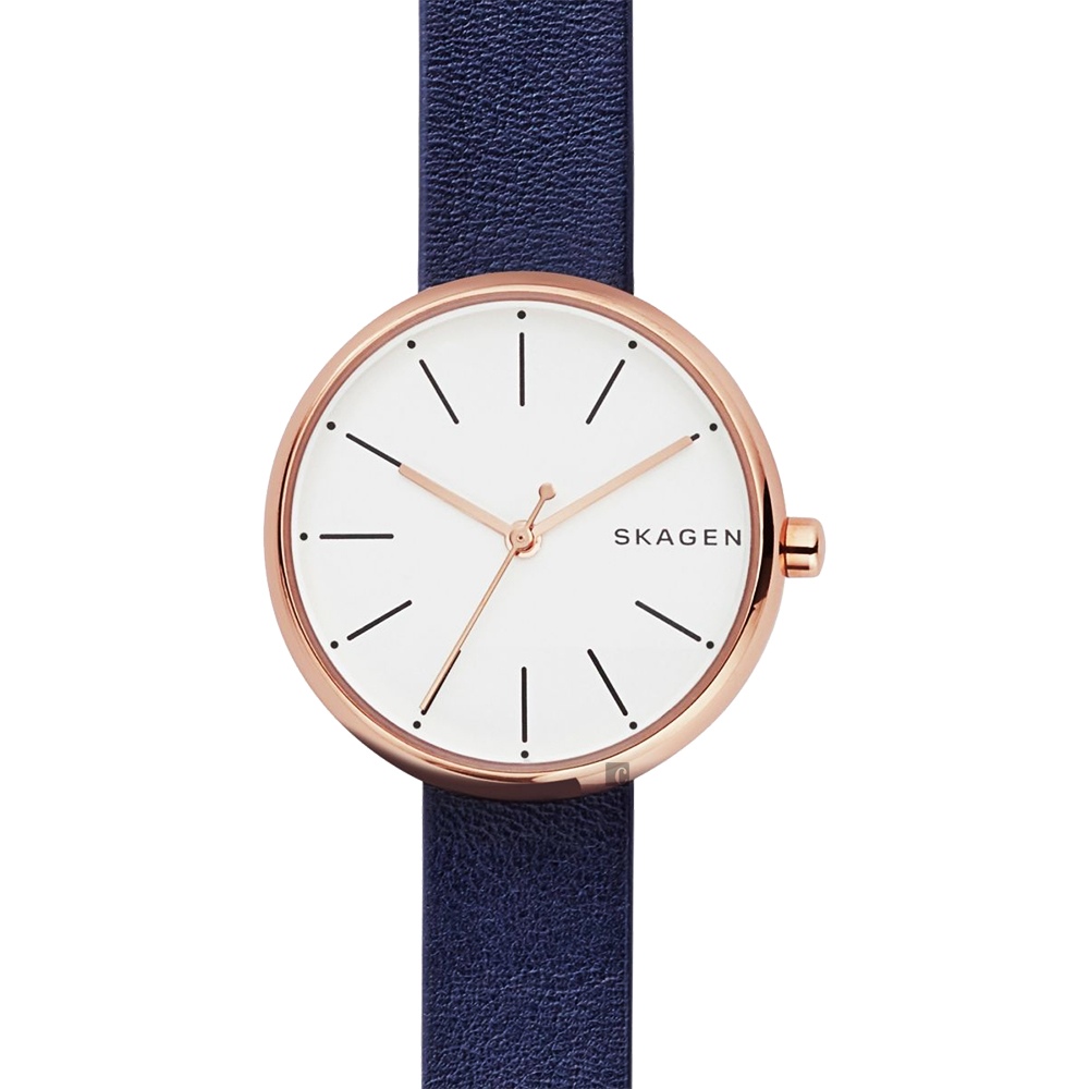 Skagen Signature 北歐簡約女錶(SKW2592)-白x黑/30mm