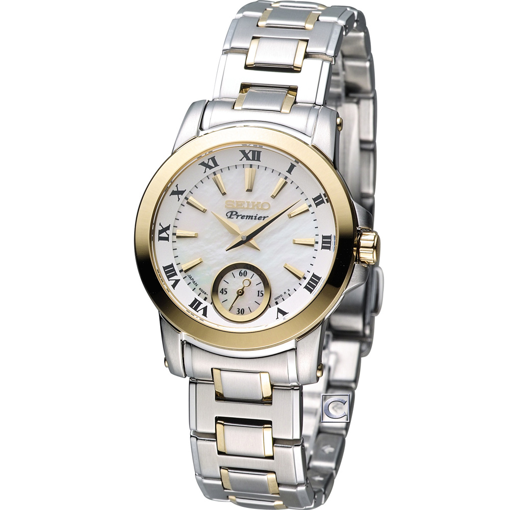 SEIKO Premier 精工 經典小秒針仕女腕錶腕錶(SRKZ66J1)-金/31.5mm