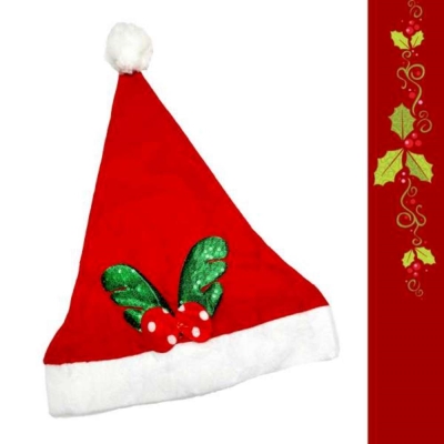 耶誕派對-綠亮片鹿角紅白圓點聖誕帽(小)