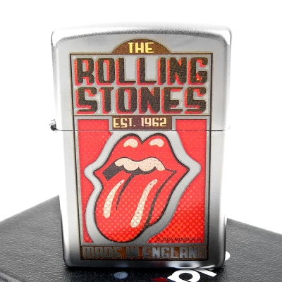 【ZIPPO】美系~Rolling Stones滾石樂團圖案設計磨砂鍍鉻打火機