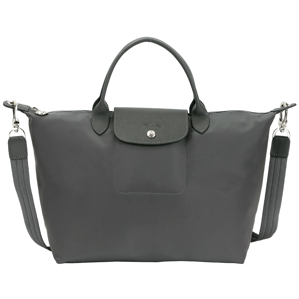 LONGCHAMP Le pliage Neo 短把尼龍摺疊兩用包(中/灰色)