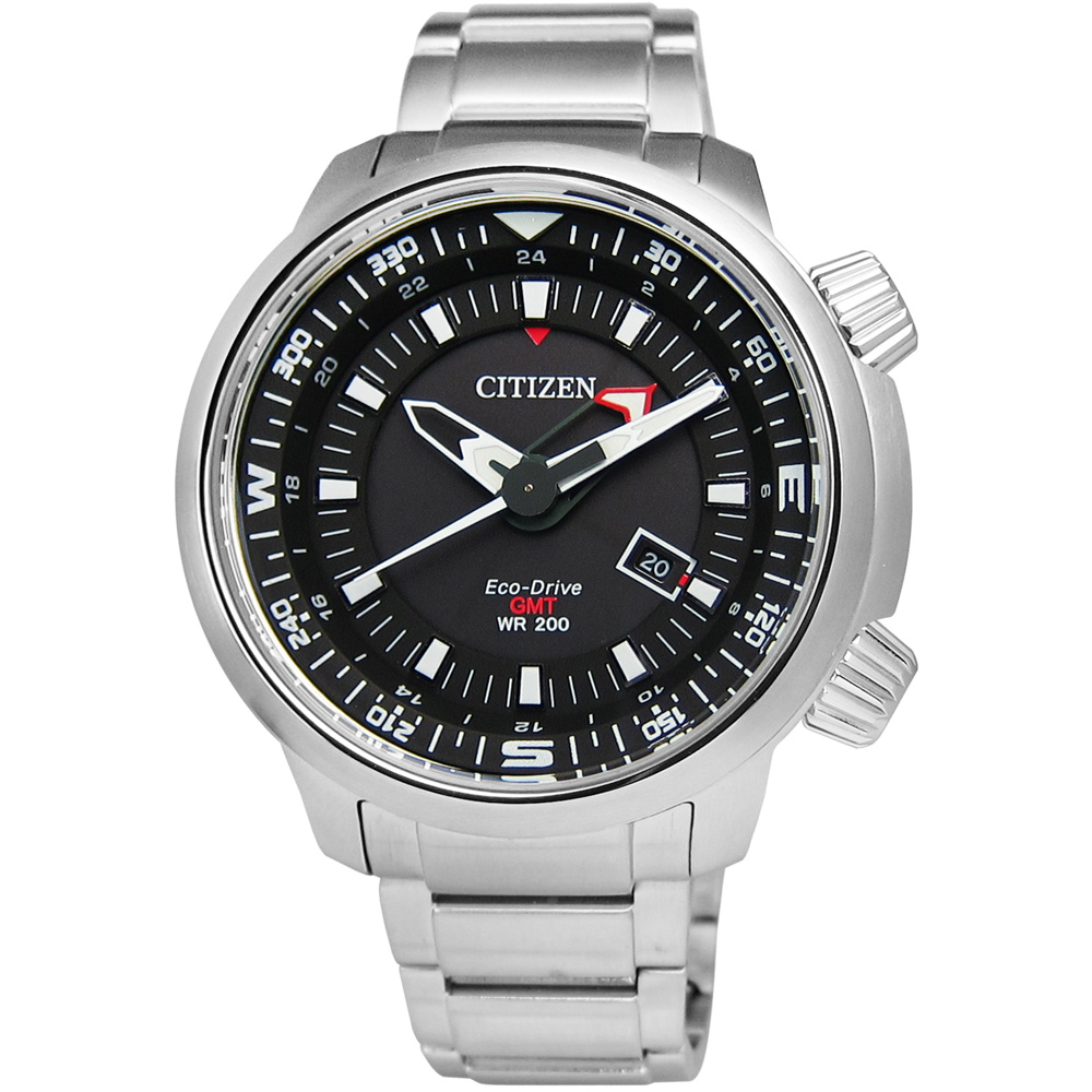 CITIZEN 時尚霸氣光動能手錶(BJ7081-51E)-黑/46mm