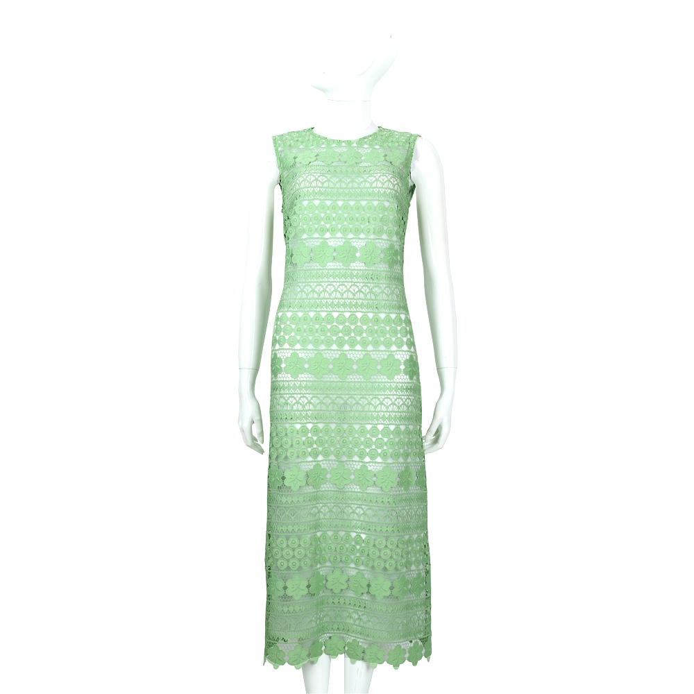 ERMANNO SCERVINO 綠色簍空雕花蕾絲無袖洋裝