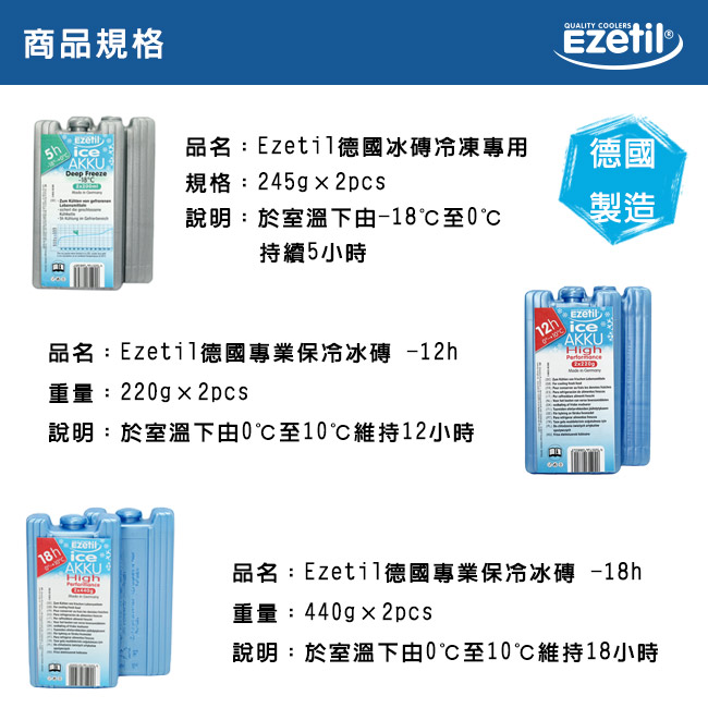 Ezetil德國專業保冷冰磚 -18hr (兩入)