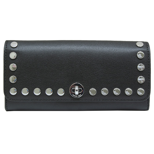 MICHAEL KORS RIVINGTON STUD 飾小圓鉚釘牛皮長夾-黑色
