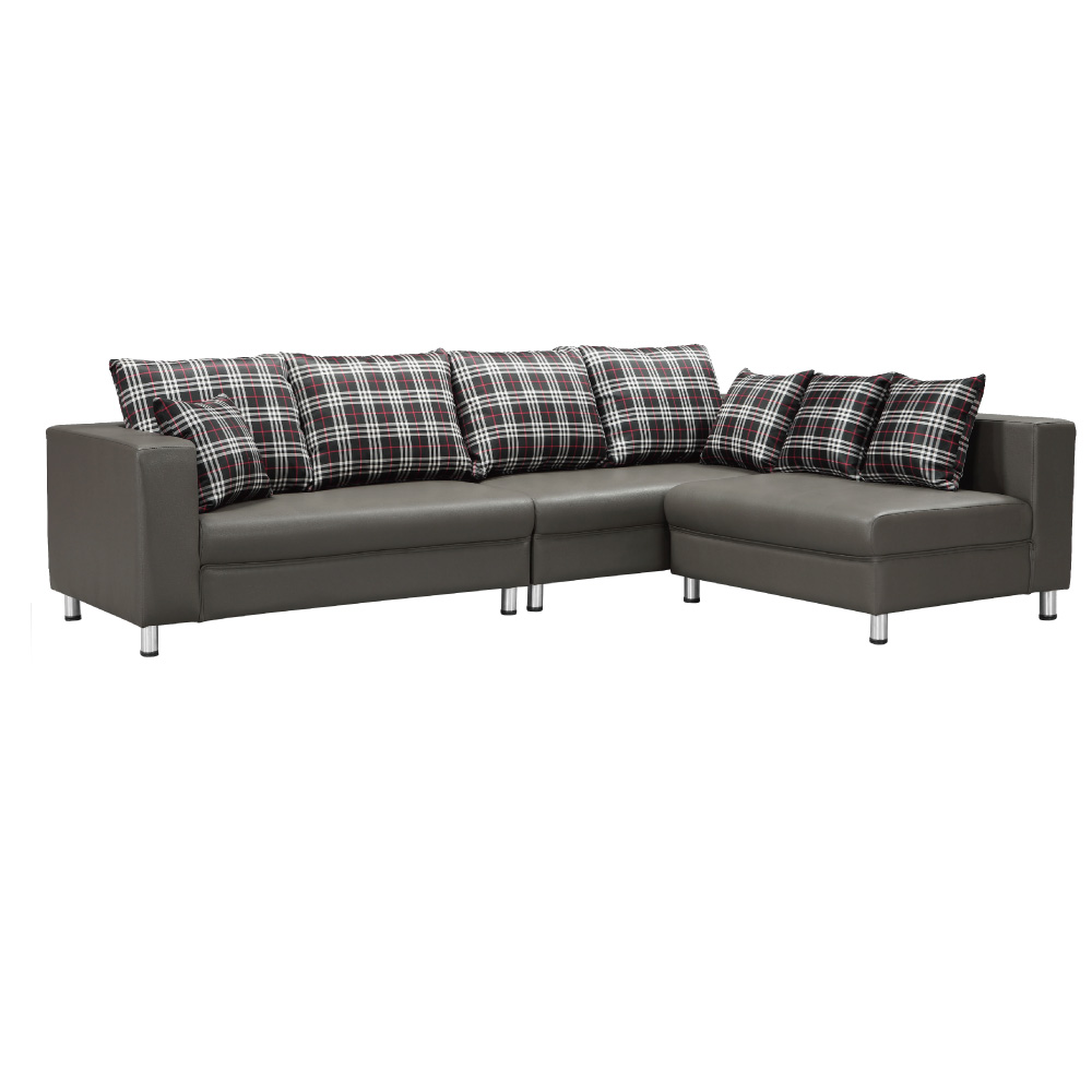 品家居 莉卡透氣皮革L型沙發(四人+凳)-264x182x80-免組