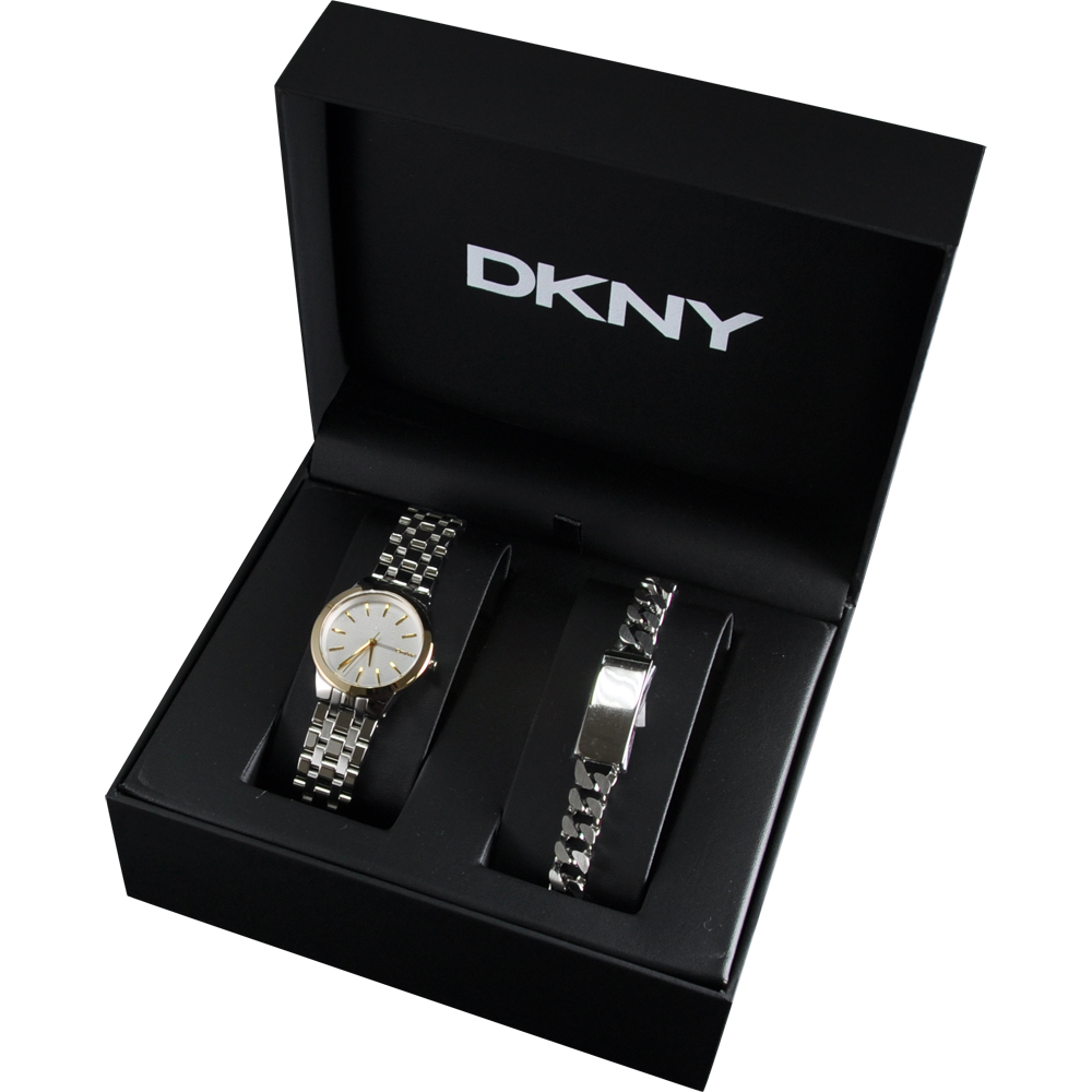 DKNY 紐約名模時尚套錶-銀/34mm