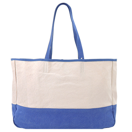 agnes b. 雙色帆布托特包(藍白)