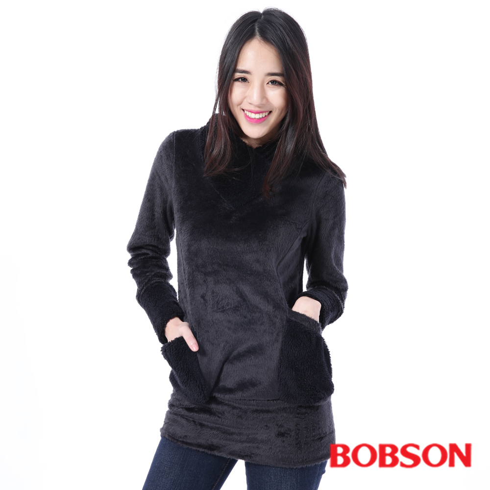 BOBSON  女款毛絨布連帽上衣