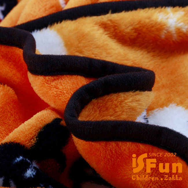 iSFun 萬聖節黑貓 嬰兒童保暖珊瑚絨毛毯 橘100x70cm