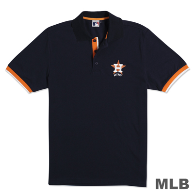 MLB-休士頓太空人隊經典隊徽電繡POLO衫-深藍(男)